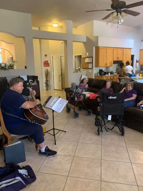 Residents being entertained together